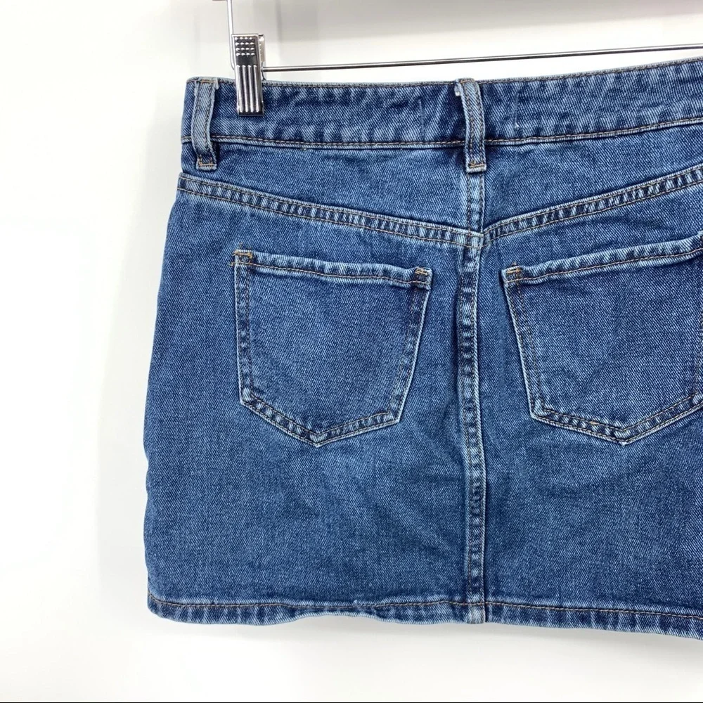 Pacsun Women 28 Jean Skirt Mini Short‎ Medium Wash Side Striped 100% Cotton 4 6